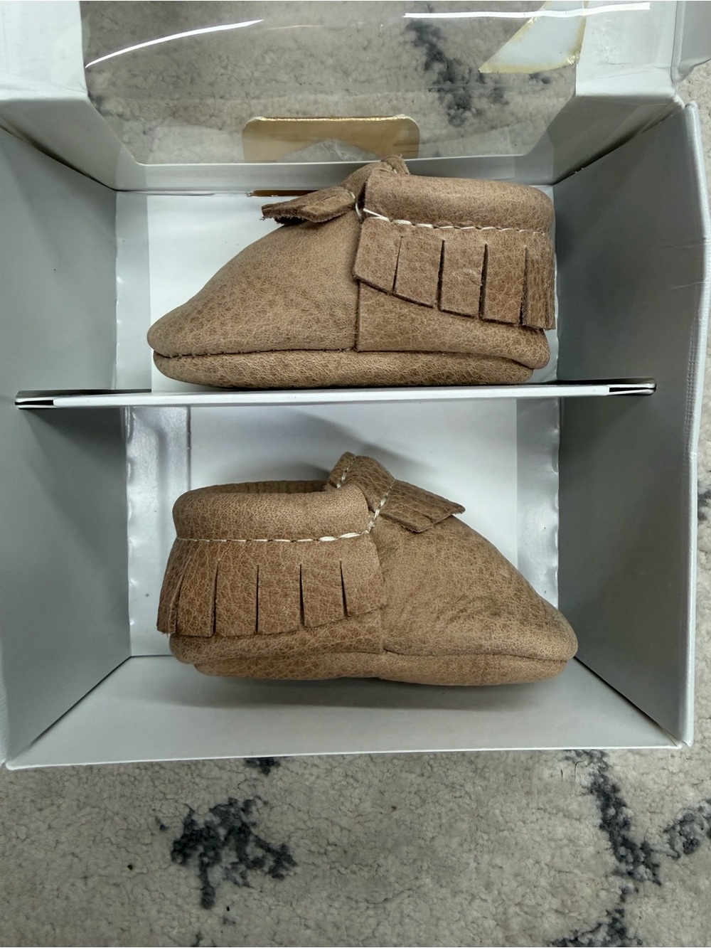 Freshly Picked Tan Fringe Baby Moccasins